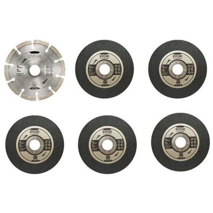 Kit 6 disques pour meuleuse RYOBI diametre 125mm RAK6AGD125