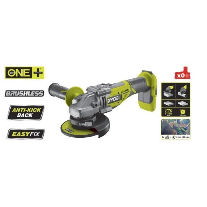 RYOBI Meuleuse d'angle nu Brushless - 18V - 125 mm
