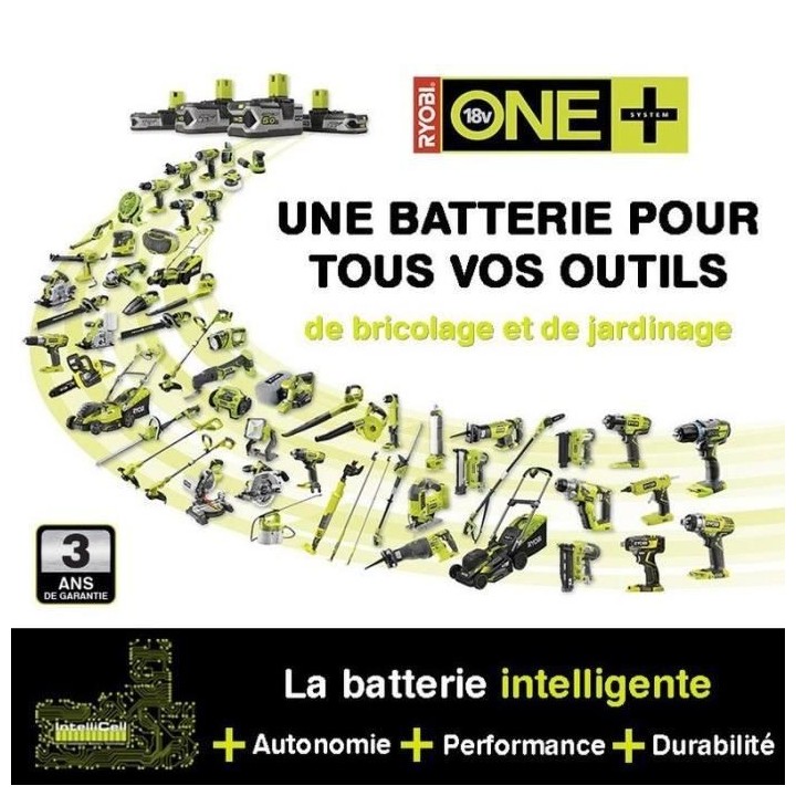 Perceuse-visseuse a percussion brushless RYOBI 18V OnePlus - 2 batteri