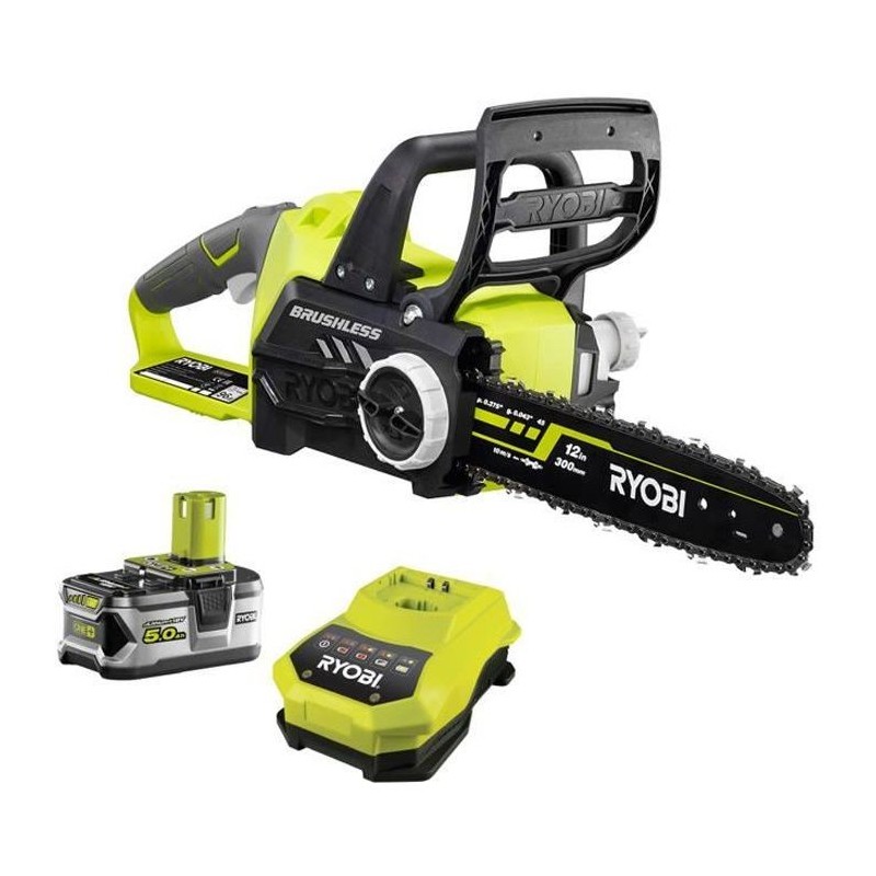 Tronçonneuse sans fil 18V ONE+ RYOBI RCS18X3050F - Brushless, Guide 30 cm - 1 batterie 18V 5,0 Ah