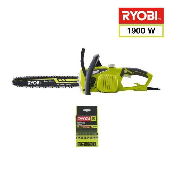 Tronçonneuse électrique 1900W RYOBI RCS1935B2C - Guide 35 cm + 2 cha