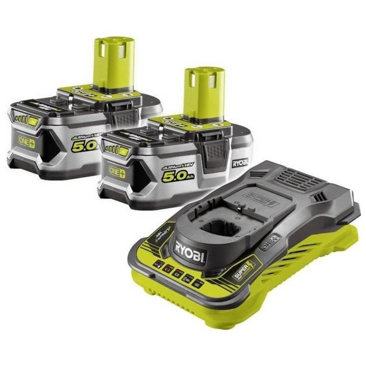 Pack 2 batteries RYOBI 18V OnePlus 5.0 Ah LithiumPlus - 1 chargeur ult