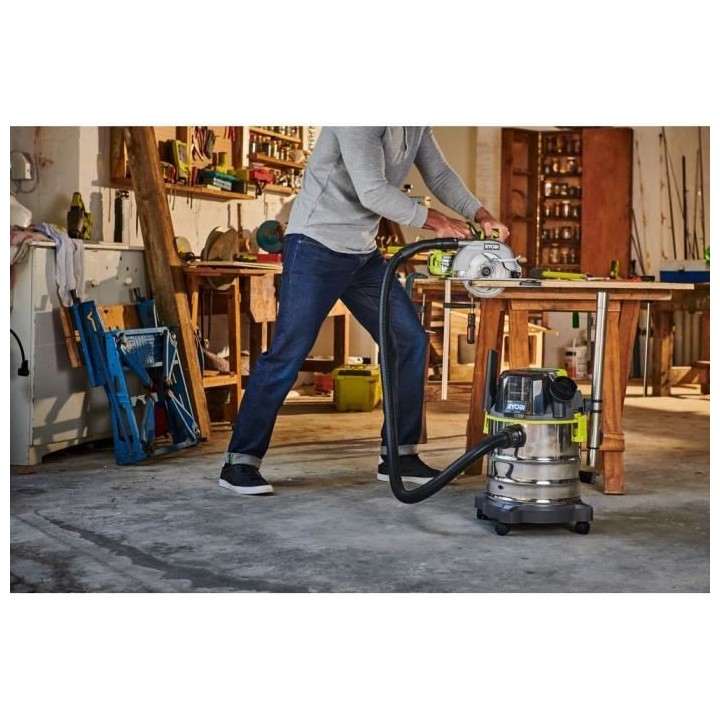 Aspirateur eau et poussiere sans fil RYOBI - R18WDV-0 - Cuve inox - 18