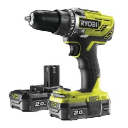 RYOBI Perceuse-visseuse sans fil 18V ONE+ R18DD3-220TA17 - 2 batteries de 2Ah - une boite a outils - un coffret 17 accessoires