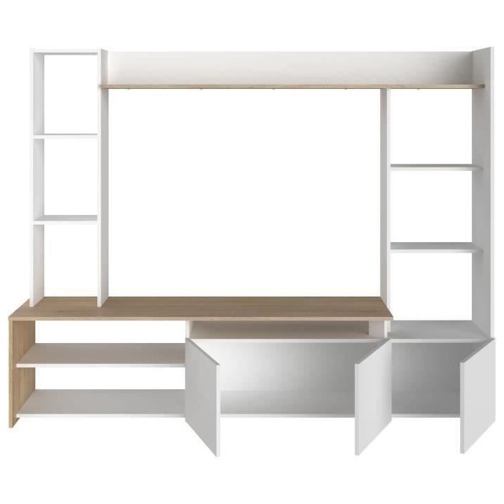 PARISOT Meuble TV - Chene/Blanc - Made in France - L 197cm - OREGON