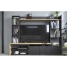 PARISOT Meuble TV 3 portes basses - Chene/Noir - L 196,6 x P 39,5 x H 153,3 cm - OREGON