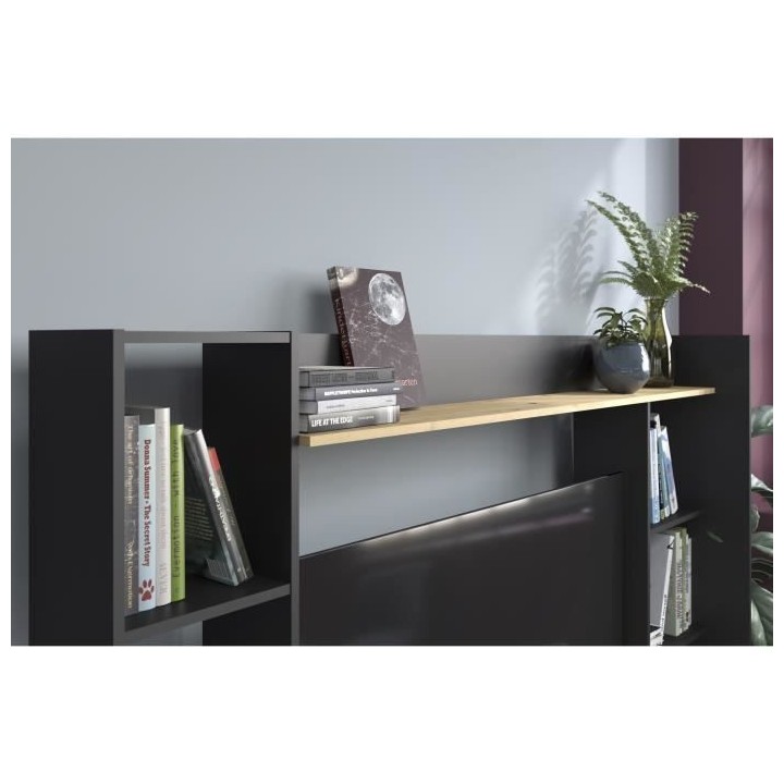 PARISOT Meuble TV 3 portes basses - Chene/Noir - L 196,6 x P 39,5 x H