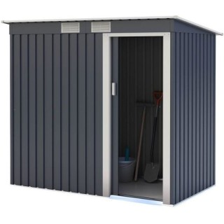 Abri de jardin en métal 2,43 m2 - Kit d'ancrage inclus - Gris anthrac