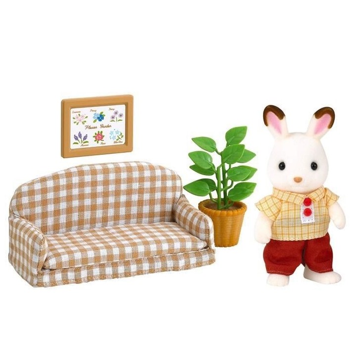 SYLVANIAN FAMILIES - 5013 - Le papa lapin chocolat et salon - Le villa