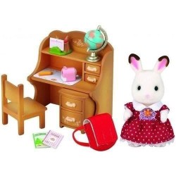 SYLVANIAN FAMILIES 5016 Soeur lapin chocolat et bureau - Le village