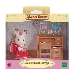 SYLVANIAN FAMILIES 5016 Soeur lapin chocolat et bureau - Le village