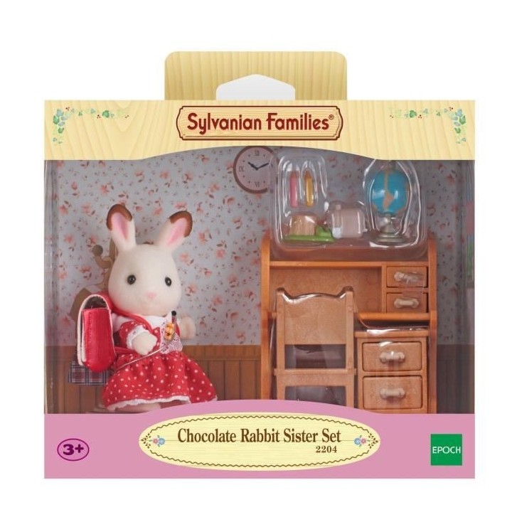 SYLVANIAN FAMILIES 5016 Soeur lapin chocolat et bureau - Le village