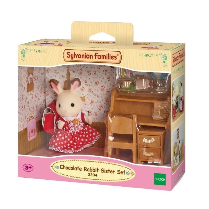 SYLVANIAN FAMILIES 5016 Soeur lapin chocolat et bureau - Le village
