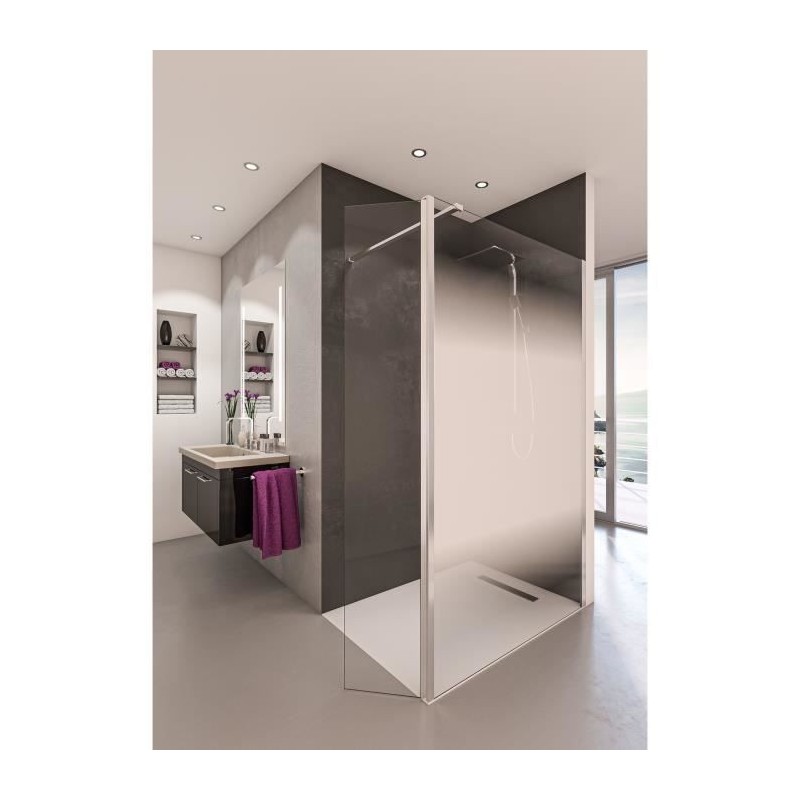 AURYS Paroi de douche en kit BALEARES MIST 2 - Verre Timeless 8 mm trempé by Saint-Gobain - L.120 cm x H.198 cm