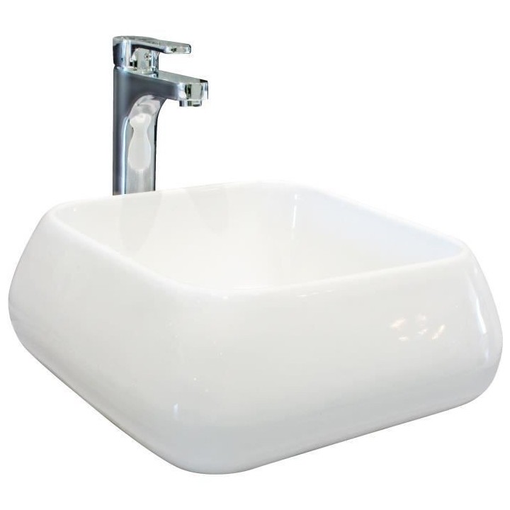 ONDEE - Vasque carré arrondi a poser ETY - Blanc - 41cm - Céramique