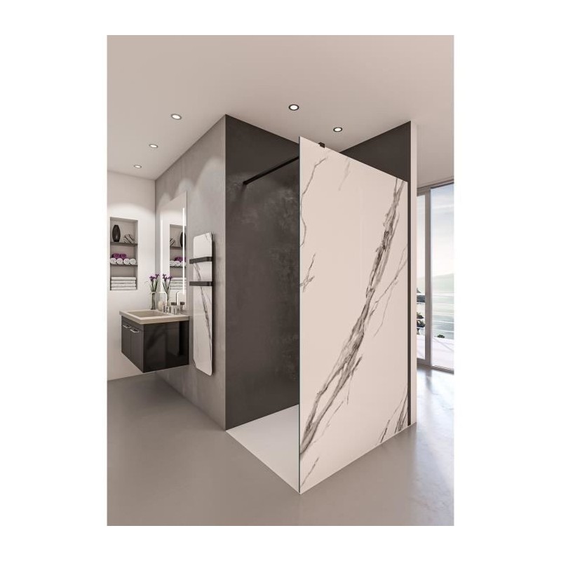 AURYS Paroi de douche en kit BALEARES CALACATTA - Verre Timeless 8 mm trempé by Saint-Gobain - L.90 cm x H.198 cm