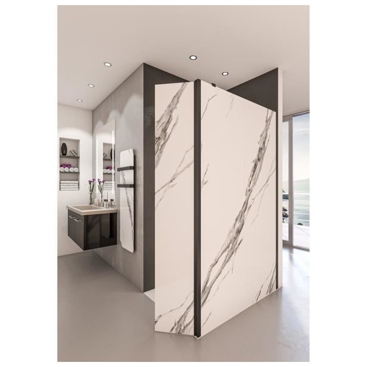 AURYS Paroi de douche en kit BALEARES CALACATTA - Verre Timeless 8 mm