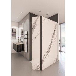 AURYS Paroi de douche en kit BALEARES CALACATTA - Verre Timeless 8 mm trempé by Saint-Gobain - L.140 cm x H.198 cm