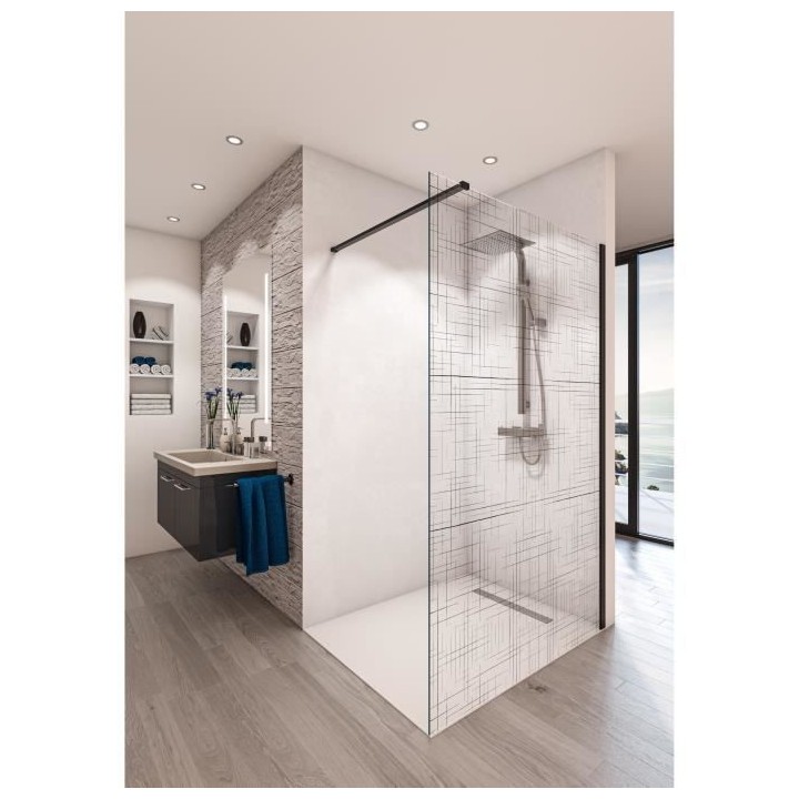 AURYS Paroi de douche en kit BALEARES REFLECTO BLACK - Verre Timeless