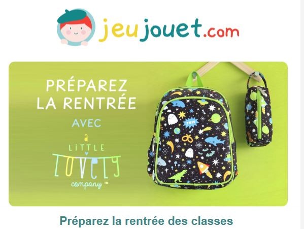 Préparez la rentrée des enfants avec Jeu jouet : sacs, gourdes, trousses...