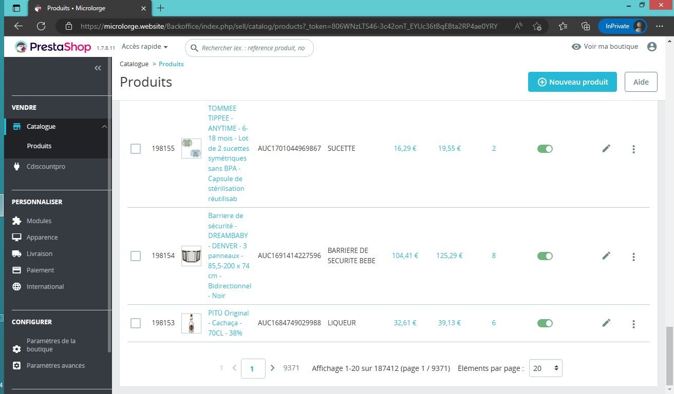 187000 Produits ont des Images en Backoffice Auteur